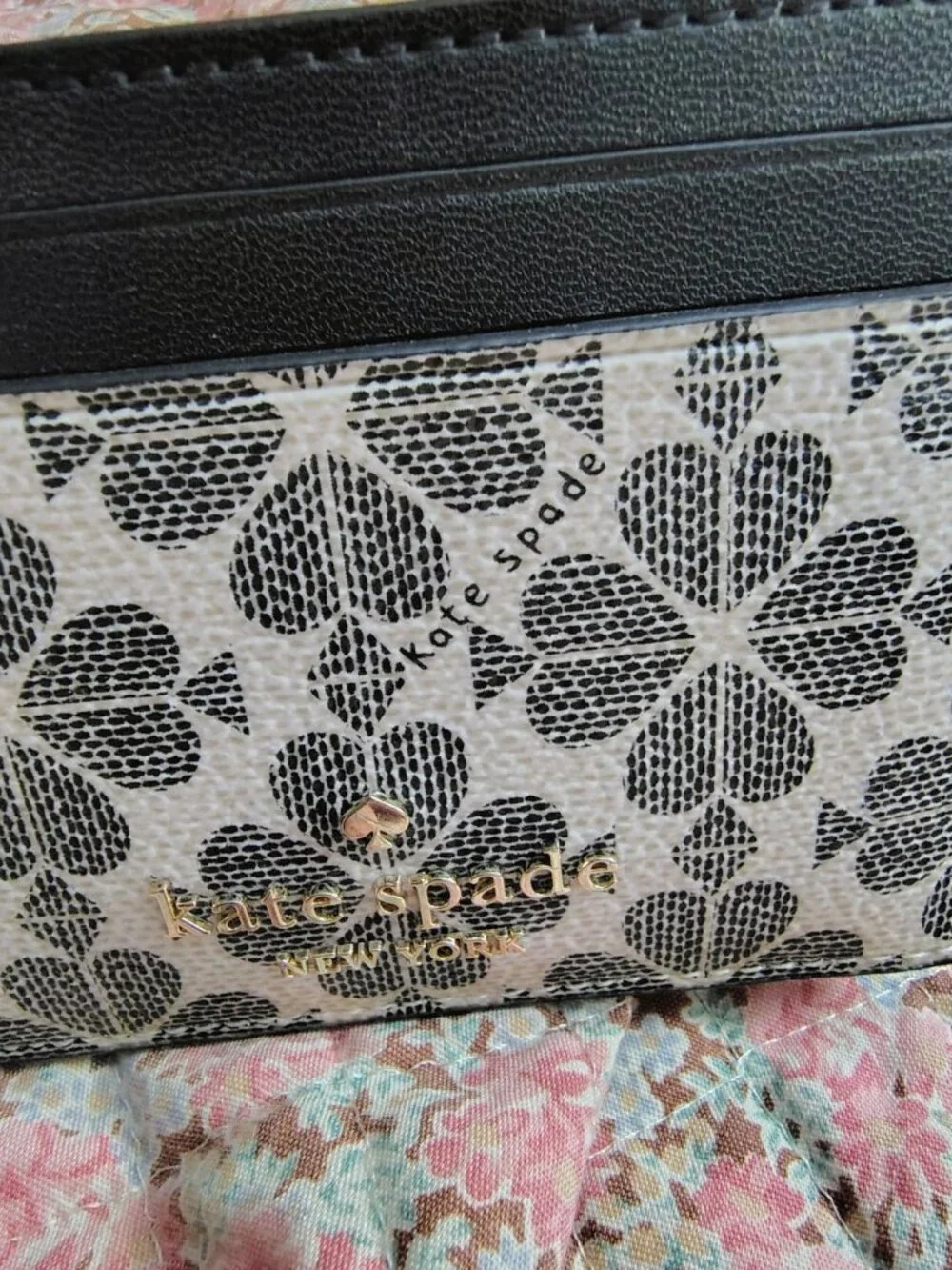 Kate Spade Signature Spade Flower Small Slim Card Holder Black NWOT $89